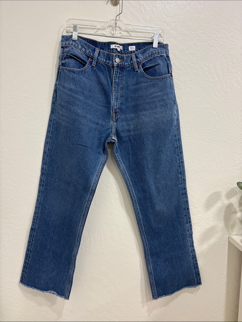 Re/Done Crop Boot Jeans in Deep Blue Denim